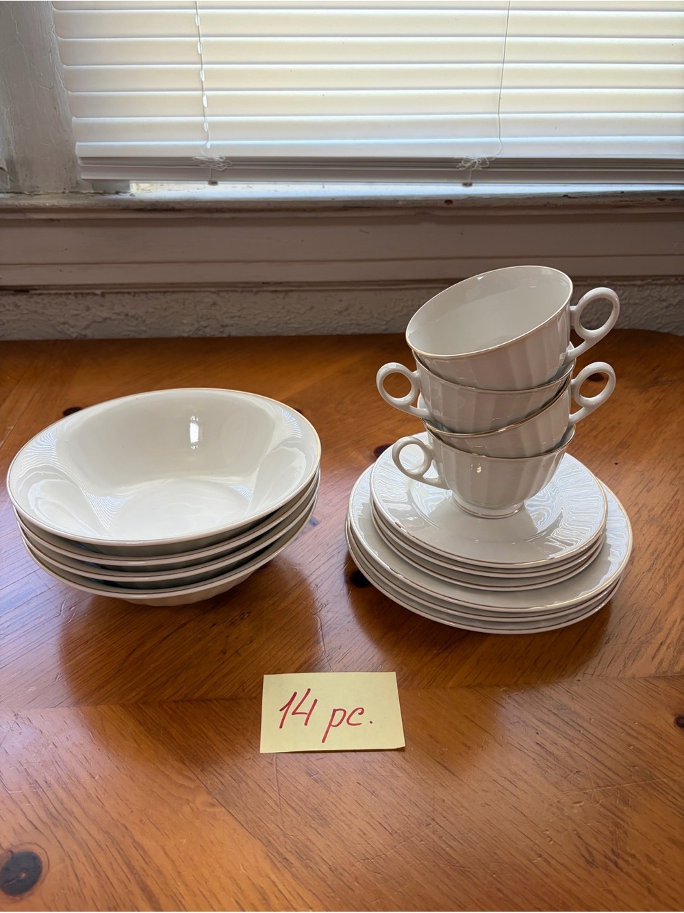 White Porcelain 14-Piece Dining Set - Classic White